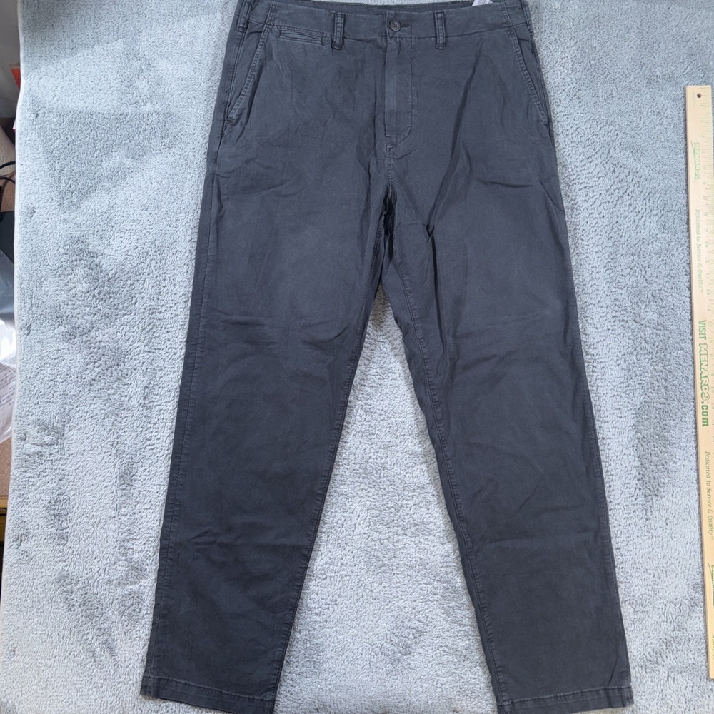 American Eagle Flex Mens Dk Gray Stretch Chino Flat Front Pants Sz 36x34